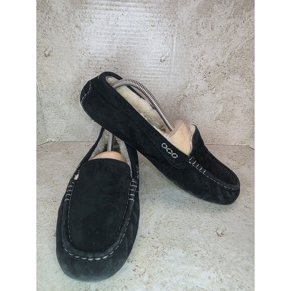 UGG Ansley Slippers Women Sz 11 Leather Sheepskin Comfort Cozy Moccasin Shoes - Picture 1 of 9